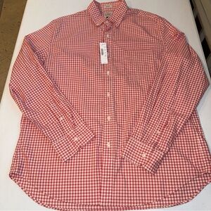 J Crew secret wash stretch button down shirt  men's large plaid red NWT $59